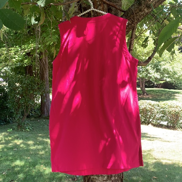 Lands End Brand Ladies size L 14-16 Magenta Pink Cotton Sheath Sleeveless Dress - Picture 3 of 12